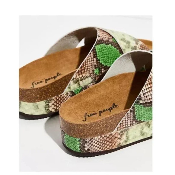 Free People Green and Brown Snake Print Sandals - Picture 8 of 9